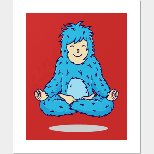 Cute Blue Monster Posters and Art